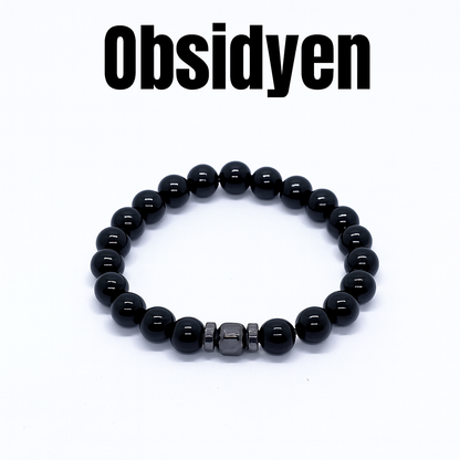 Obsidyen Doğal Taş Bileklik