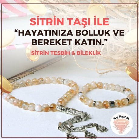 Sitrin Tesbih ve Bileklik Seti