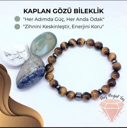 Kaplan Gözü Doğal Taş Bilekli