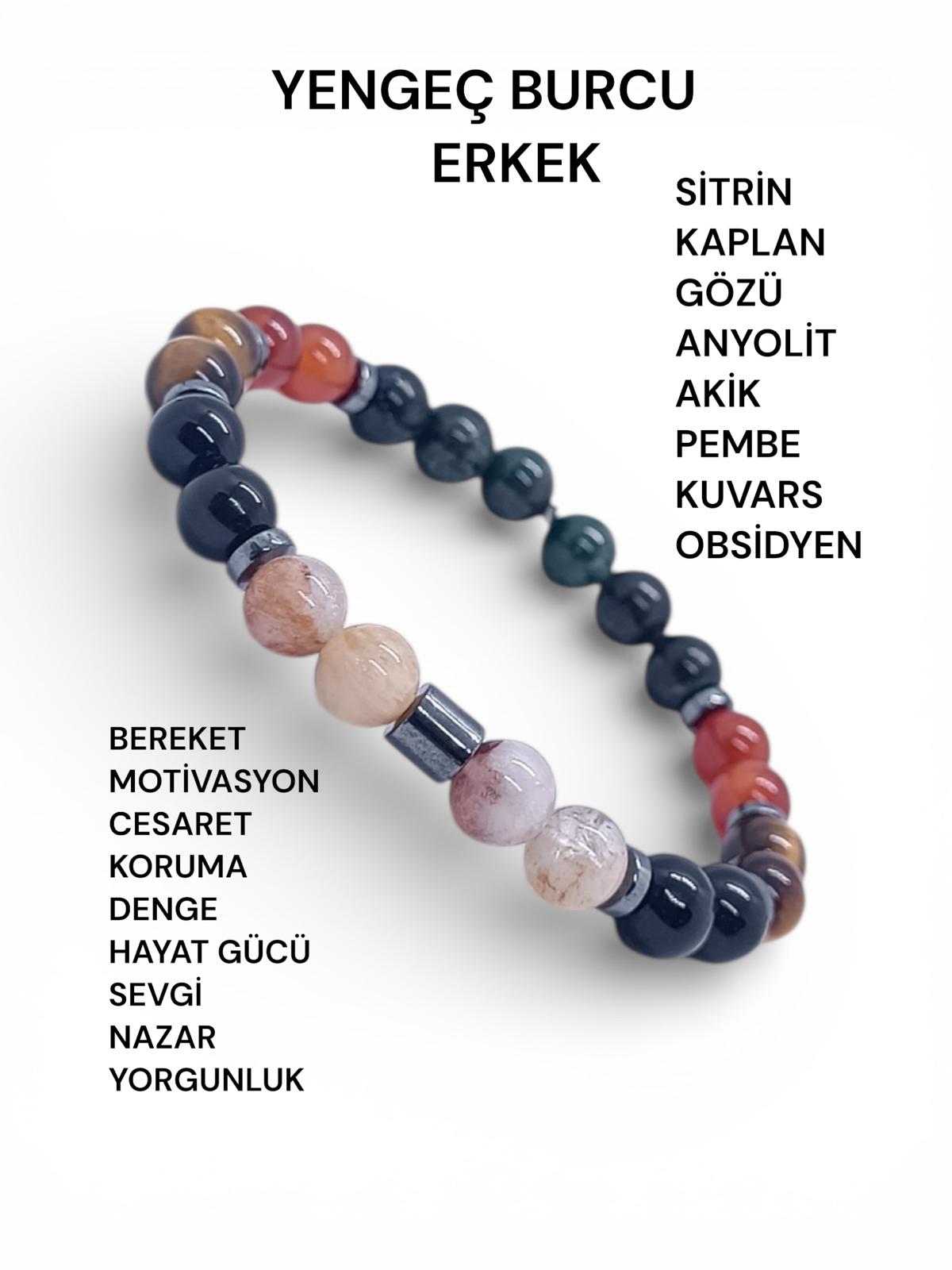Yengeç Burcu Erkek Doğal Taş Bilekliği
