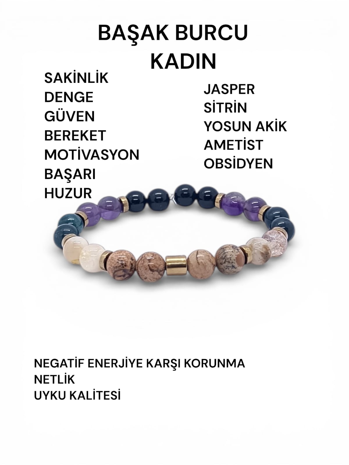 Başak Burcu Doğal Taş Bilekliği