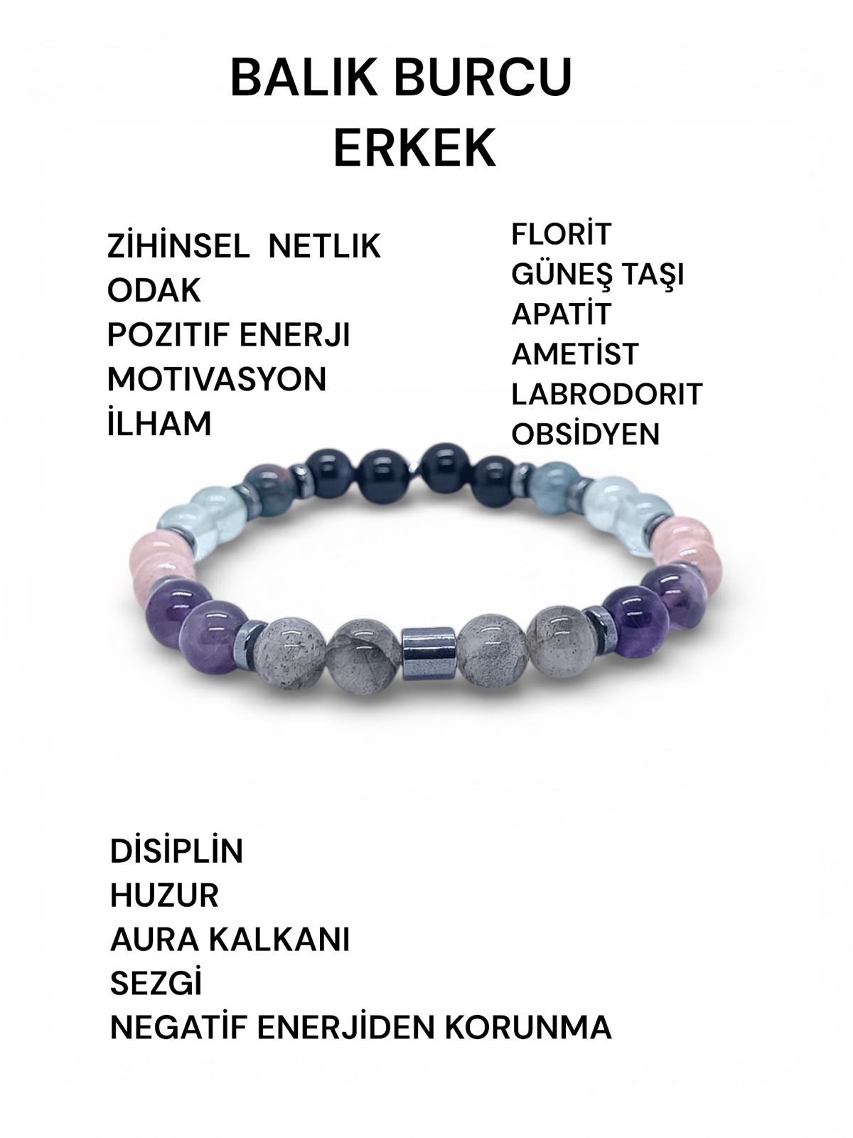 Balık Burcu Erkek Doğal Taş Bilekliği