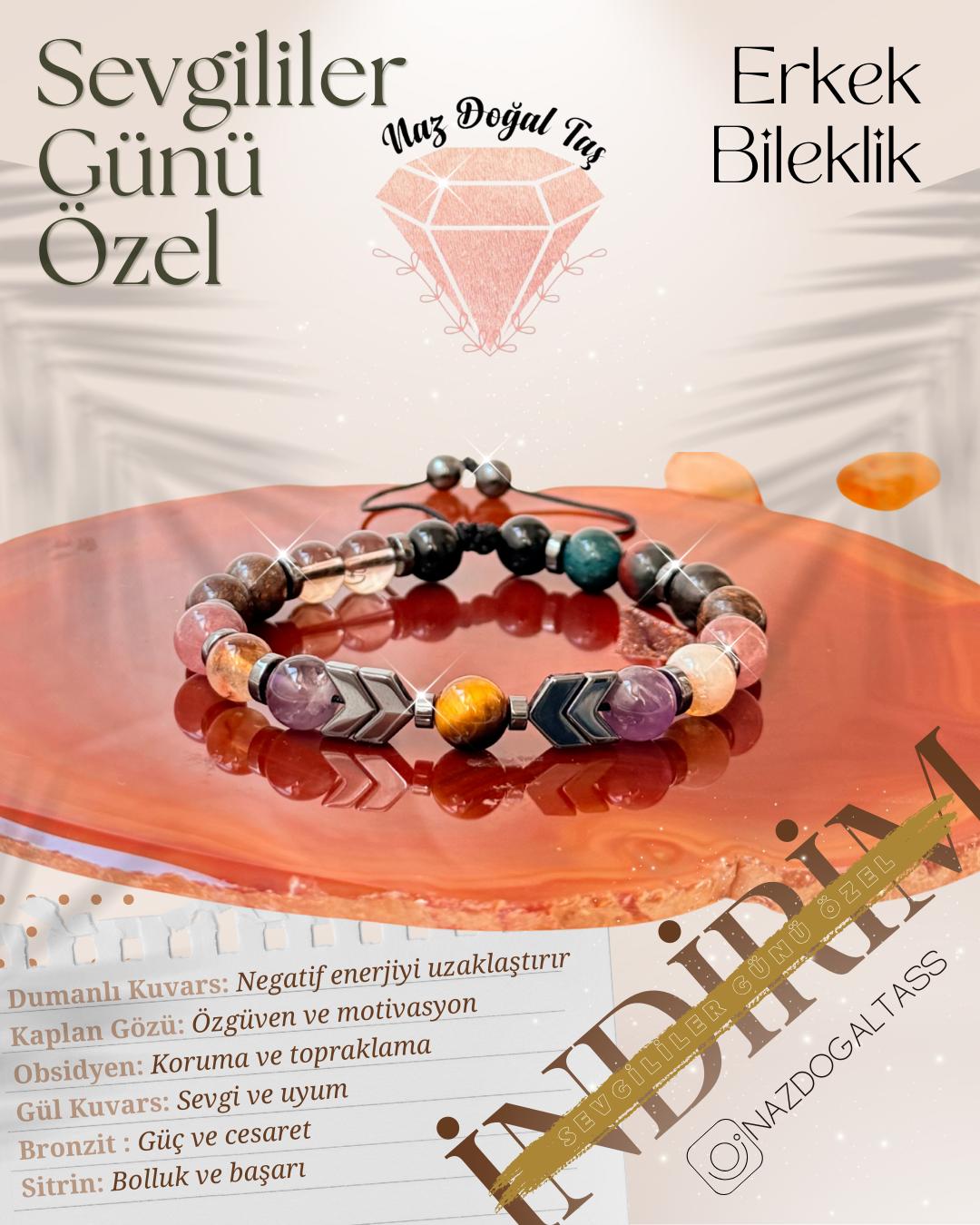 Sevgiliye Özel Erkek Premium Doğal Taş Bileklik