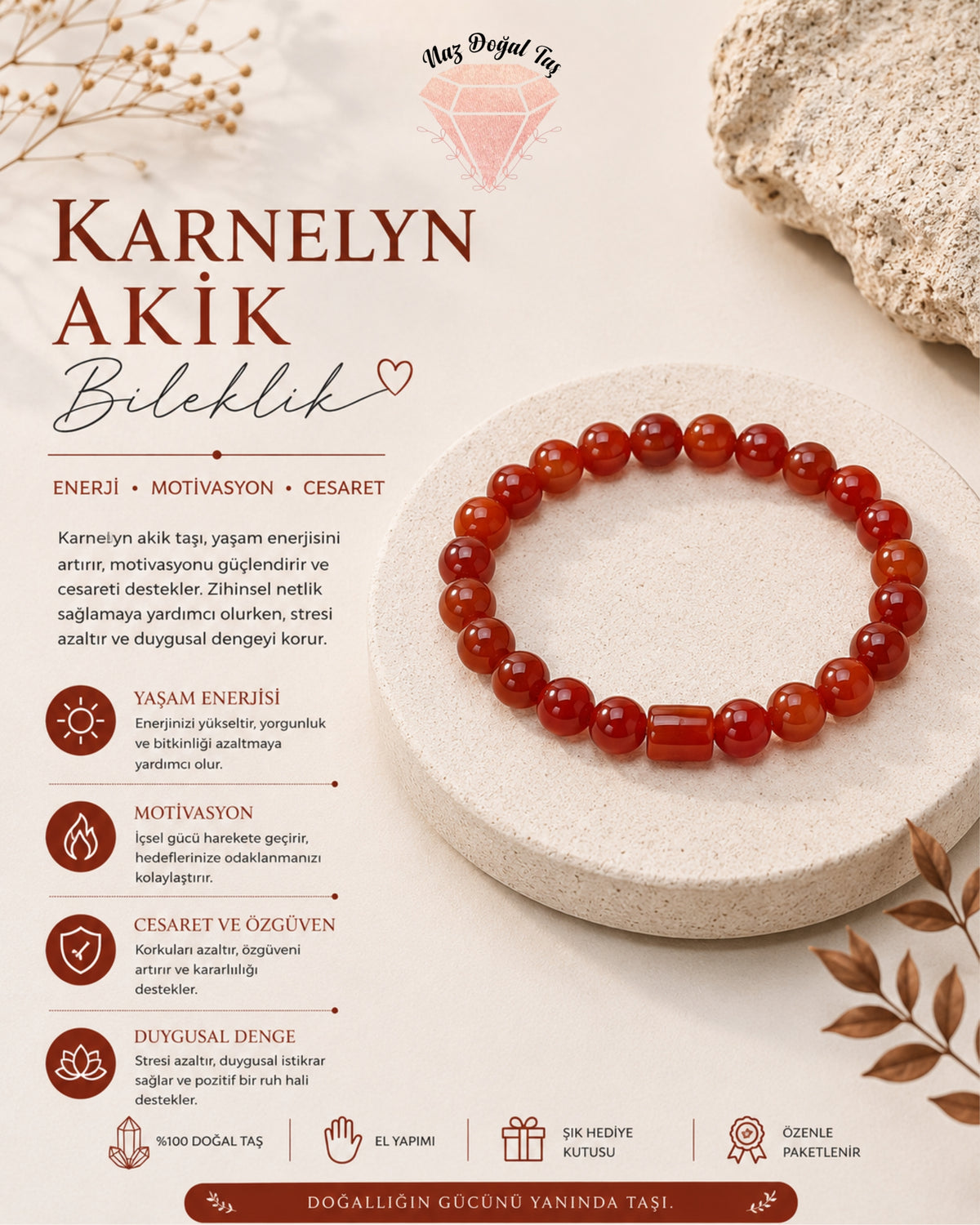Silindir ve Küre Kesim Carnelian Akik