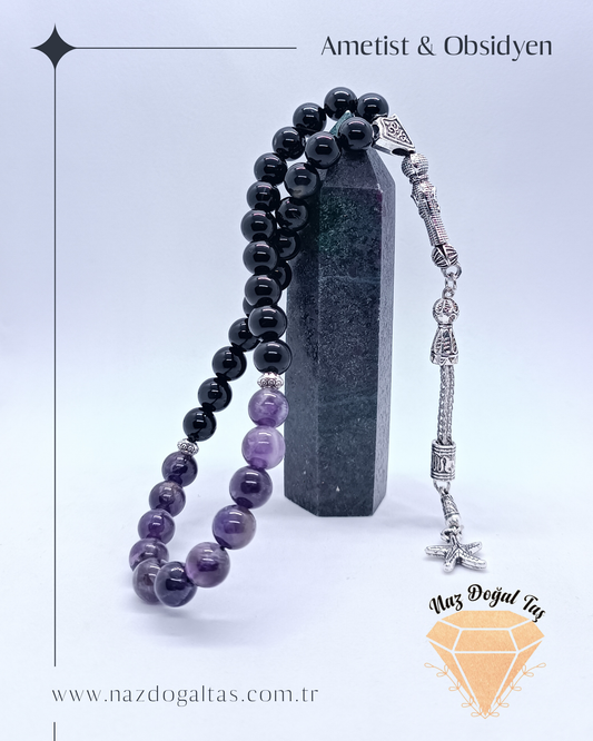 Obsidyen Ametist Tesbih