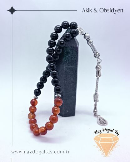 Obsidyen Akik Tesbih